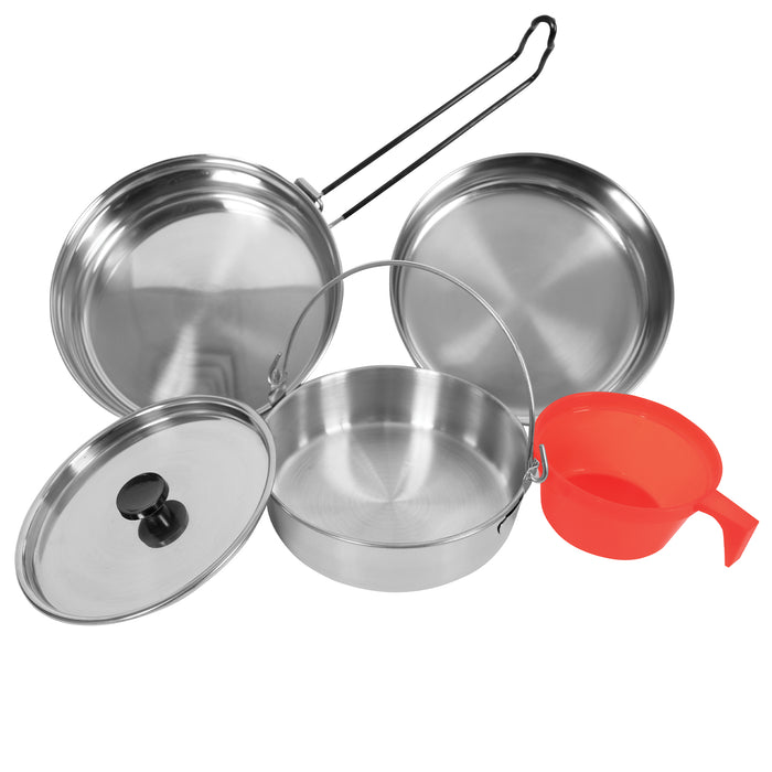 Rothco 5 Piece Stainless Steel Mess Kit – Compact Cookware Set