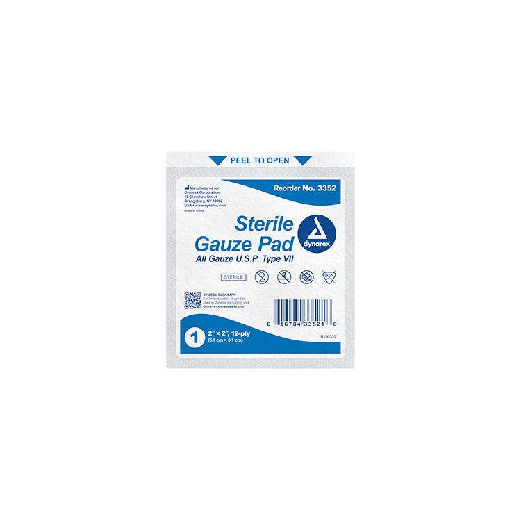 Kemp USA Gauze Pads, 2x2", Sterile - Case of 2,400 pcs