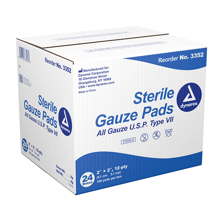 Kemp USA Gauze Pads, 2x2", Sterile - Case of 2,400 pcs
