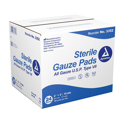 Kemp USA Gauze Pads, 2x2", Sterile - Case of 2,400 pcs