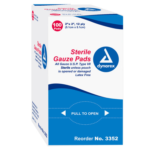 Kemp USA Gauze Pads, 2x2", Sterile - Case of 2,400 pcs