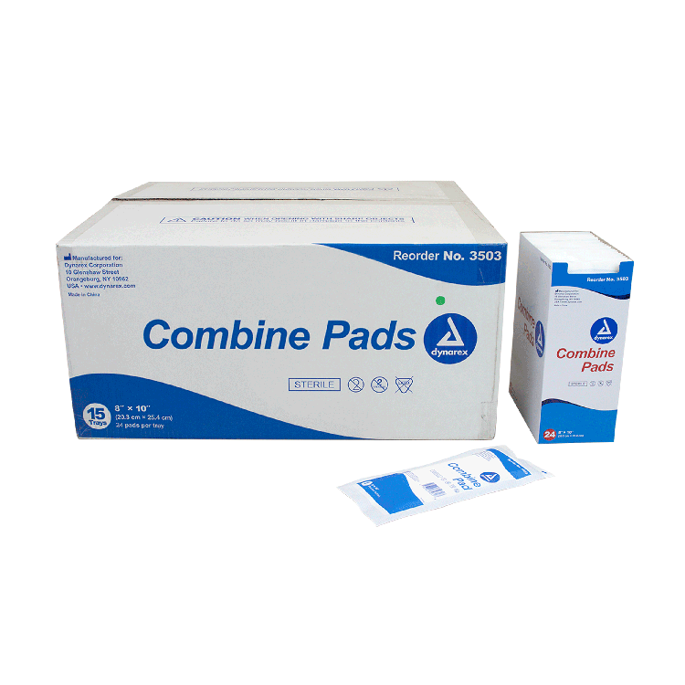 Kemp USA Combine ABD Pads, Sterile 8x10 - Case of 360 pcs
