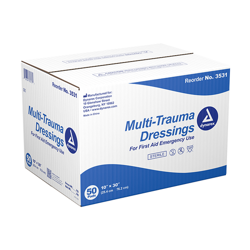 Kemp USA Multi-Trauma Dressing, Sterile, 10" x 30" - Case of 50 pcs
