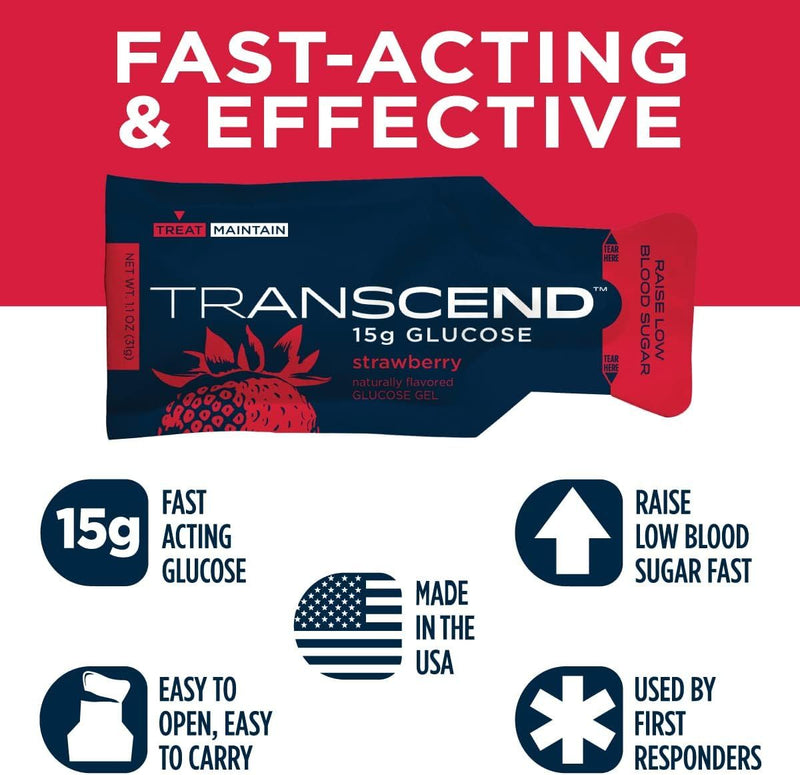 Transcend 15 gram Packet Glucose Gel Strawberry - 100 Pack