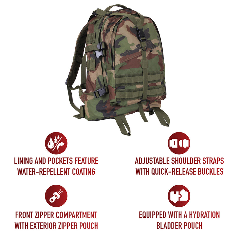 Rothco Large Camo Transport Pack | Tactical MOLLE Backpack