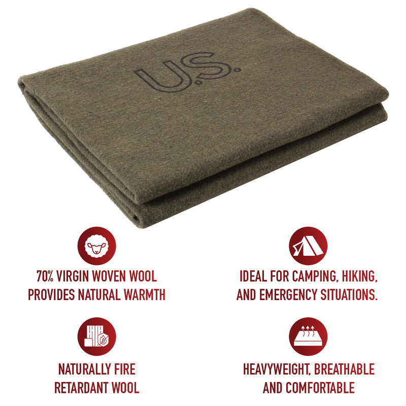 Rothco U.S. Wool Blanket - Made in the USA | 70% Virgin Wool