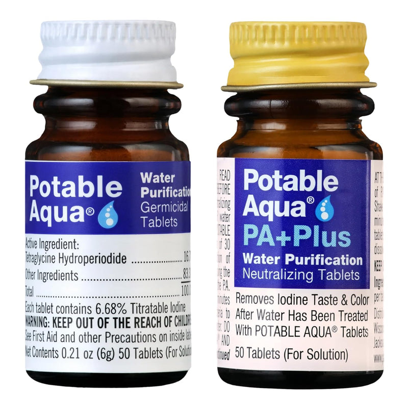 Potable Aqua P.A. Plus 2-Step Water Treatment | Iodine Tablets