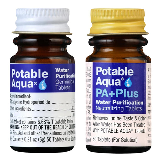 Potable Aqua P.A. Plus 2-Step Water Treatment | Iodine Tablets