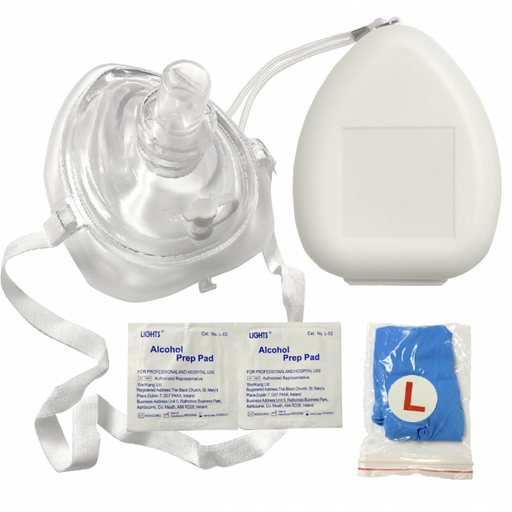 Ambu CPR Mask With O2 Inlet, Headstrap, Gloves, And Wipes, Blank No Logo