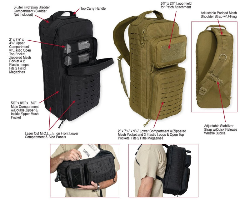 Rothco Tactical Single Sling Pack with Laser Cut MOLLE