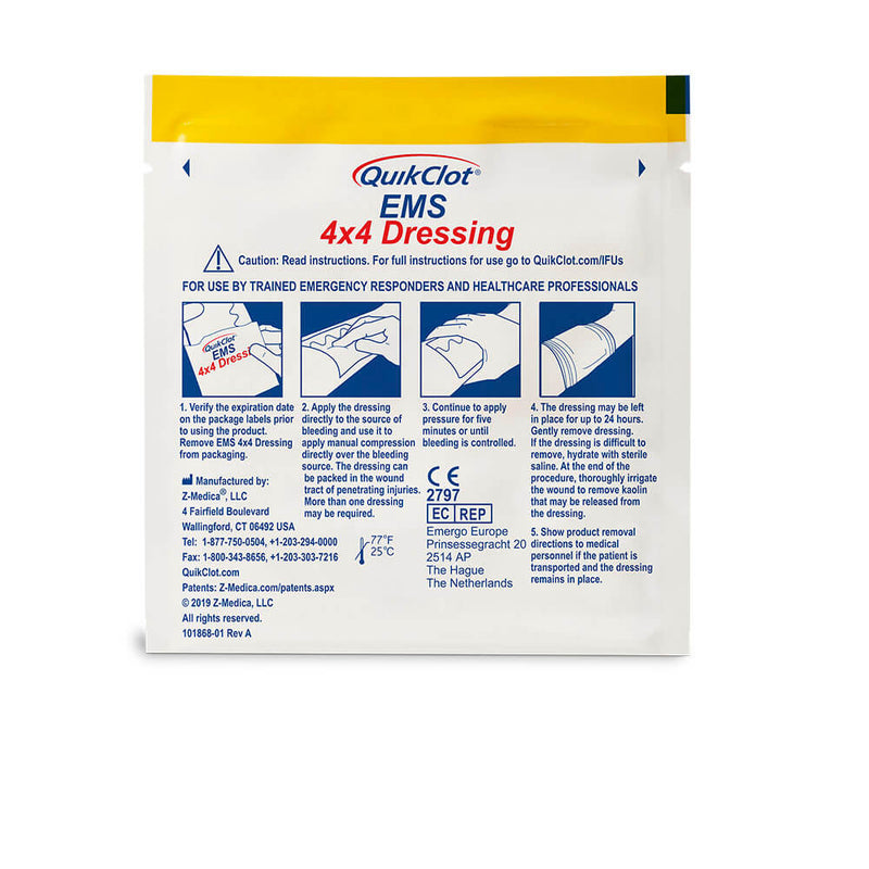QuikClot EMS 4″ X 4″ Dressing Hemostatic Gauze