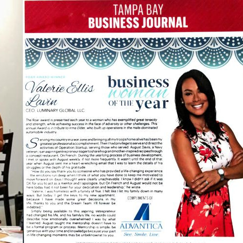 Luminary Global CEO Valerie Lavin Named Business Woman of the Year Finalist and Roar Award Winner by Tampa Bay Business Journal