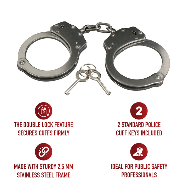 Rothco Stainless Steel Handcuffs Double Lock Cuffs for Law Enforcement