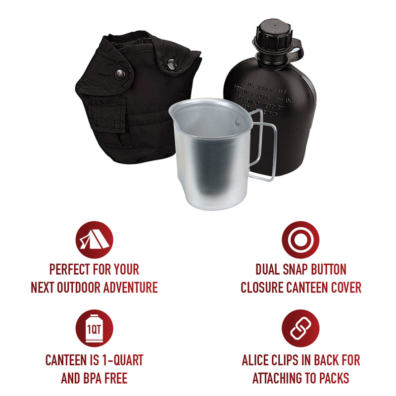 Rothco 3 Piece Canteen Kit With Cover & Aluminum Cup