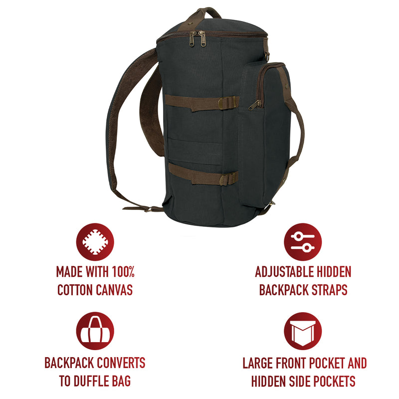 Rothco Convertible Canvas Duffle / Backpack (19-Inch, 30L)