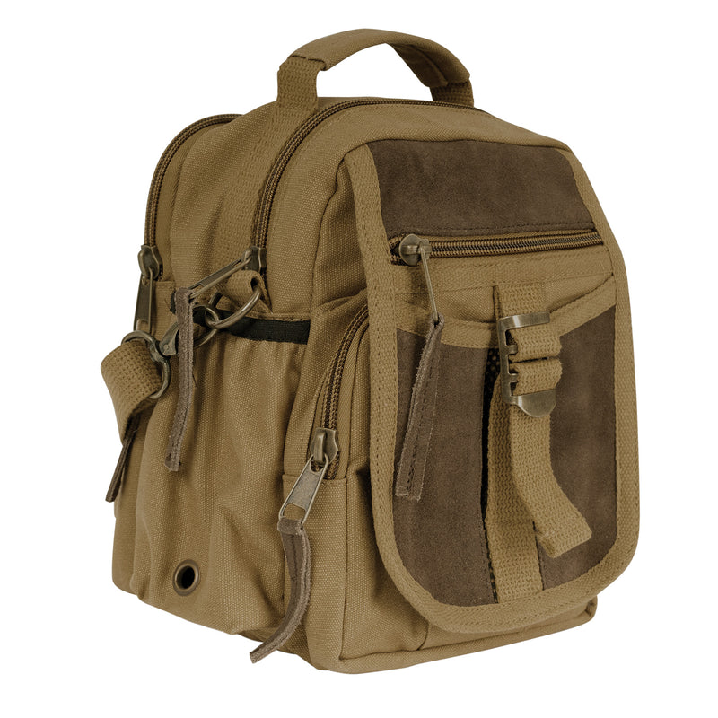 Rothco Vintage Canvas & Leather Travel Shoulder Bag – Compact Crossbody