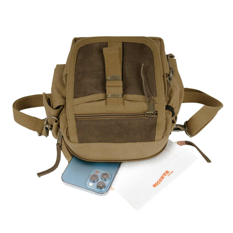 Rothco Vintage Canvas & Leather Travel Shoulder Bag – Compact Crossbody