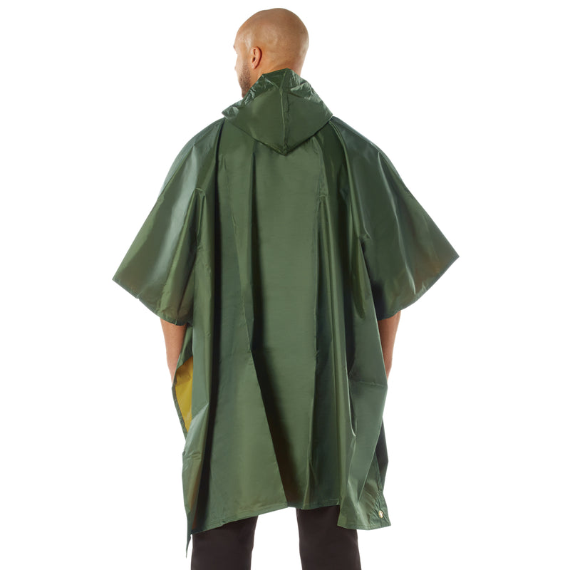 Rothco Reversible Rubberized Poncho | OD Green to Yellow