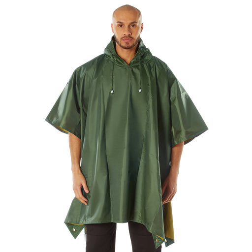 Rothco Reversible Rubberized Poncho | OD Green to Yellow