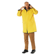 Rothco Reversible 3/4 Length Rain Parka in Navy Blue / Yellow, reversed side, left side view