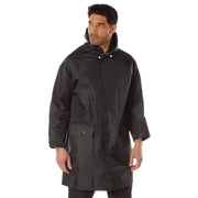 Rothco Reversible 3/4 Length Rain Parka in Black / Olive Drab, right side view