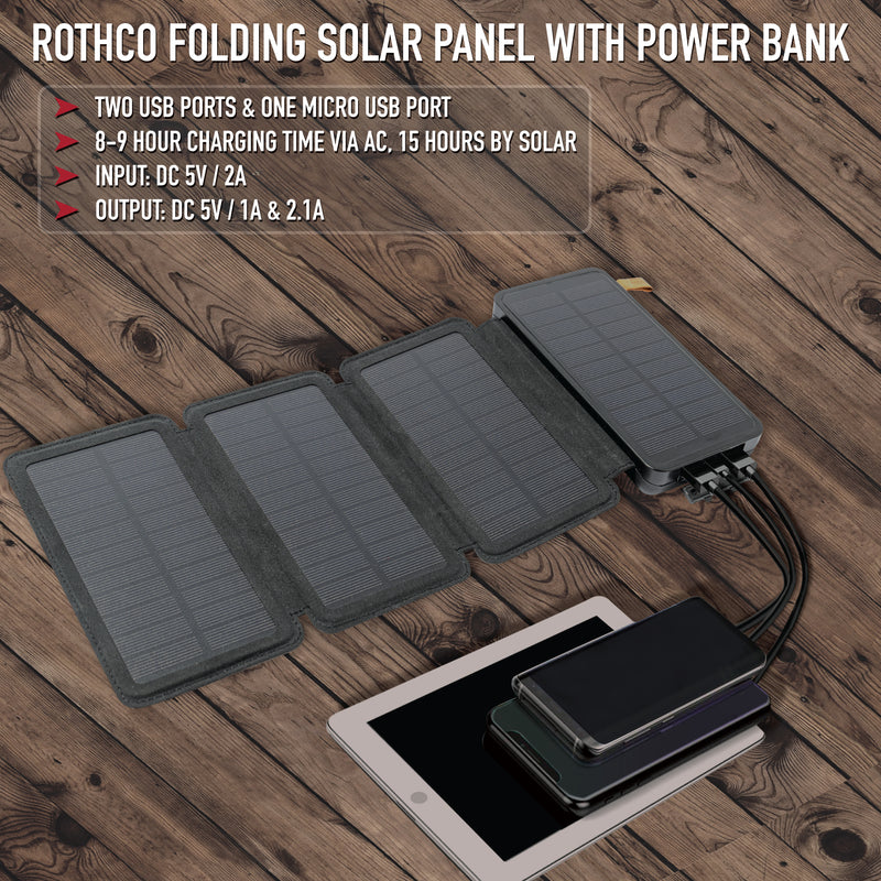 Rothco Folding Solar Panel with 16000mAh Power Bank