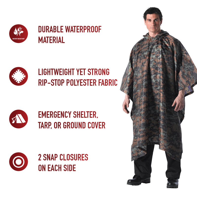 Rothco G.I. Type Rip-Stop Poncho | Waterproof Shelter Tarp