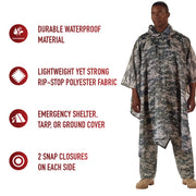 Rothco G.I. Type Rip-Stop Poncho | Waterproof Shelter Tarp