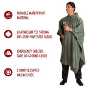 Rothco G.I. Type Rip-Stop Poncho | Waterproof Shelter Tarp