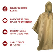 Rothco G.I. Type Rip-Stop Poncho | Waterproof Shelter Tarp