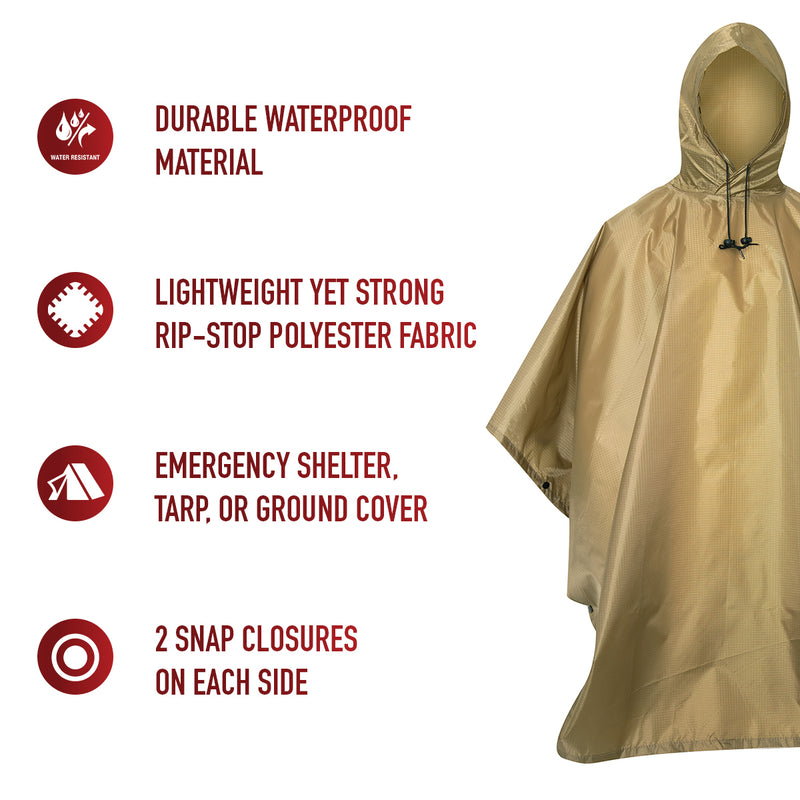 Rothco G.I. Type Rip-Stop Poncho | Waterproof Shelter Tarp