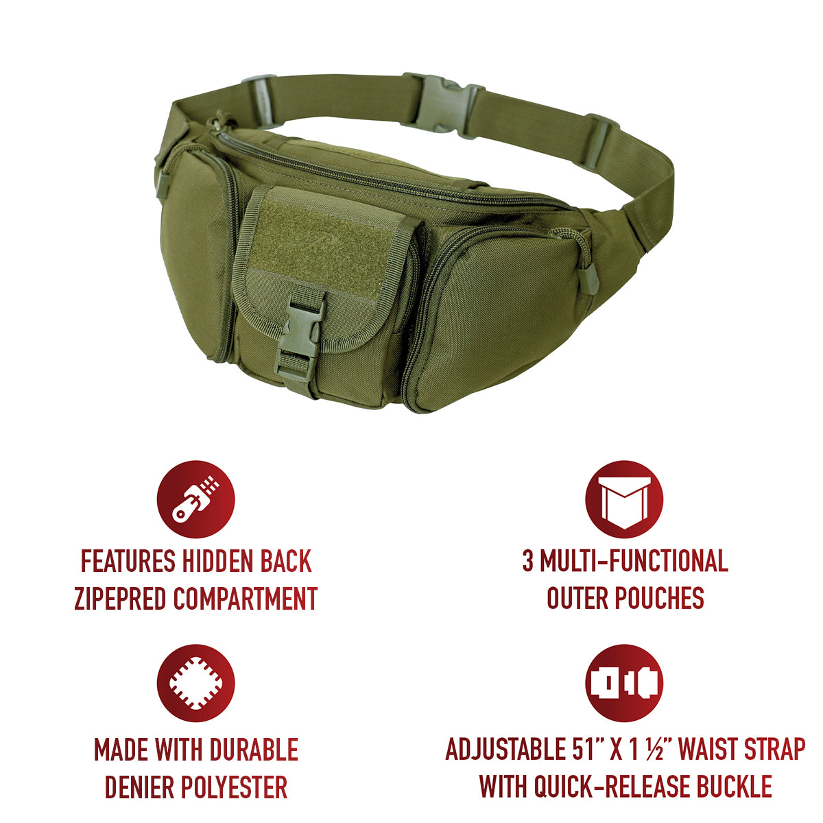 Rothco Tactical Concealed Carry Waist Pack – 5-Pocket EDC Hip Bag