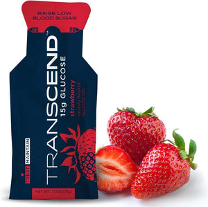 Transcend Strawberry Glucose Gel – 15g Fast-Acting Pouches (Case of 100)