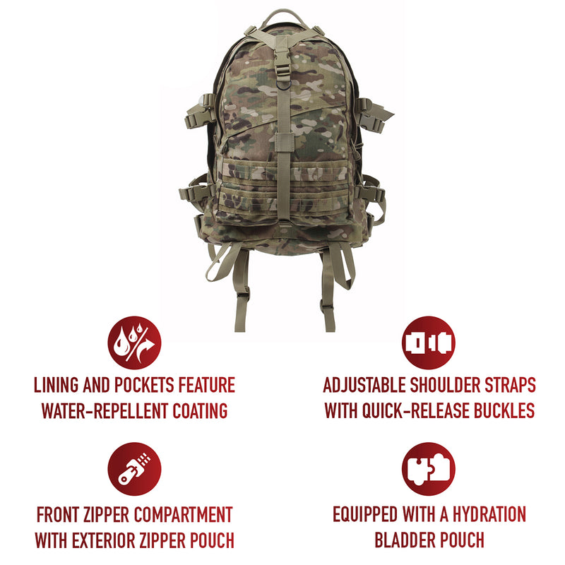 Rothco Large Camo Transport Pack | Tactical MOLLE Backpack