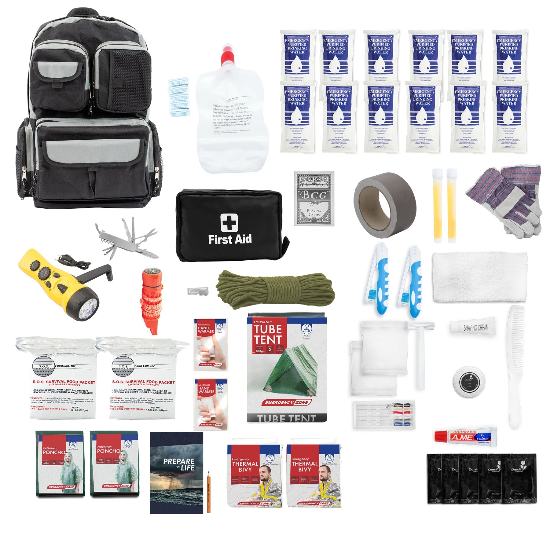 Emergency Zone Urban Survival Bug Out Bag (2-Person, 72-Hour