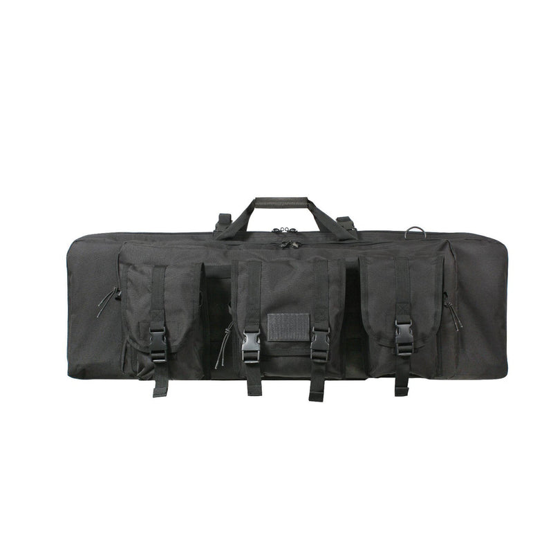 Black tactical rifle bag with multiple pockets and straps on a white background, featuring the Rothco logo.