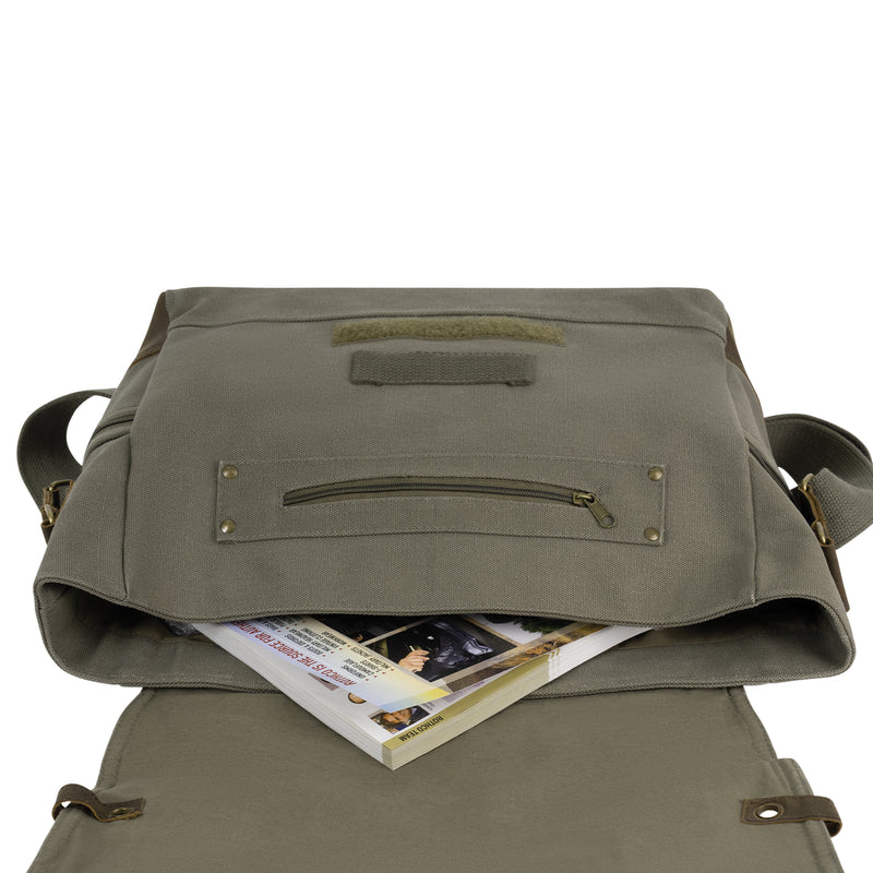 Rothco Vintage Canvas B-15 Pilot Messenger Bag | Leather Accents
