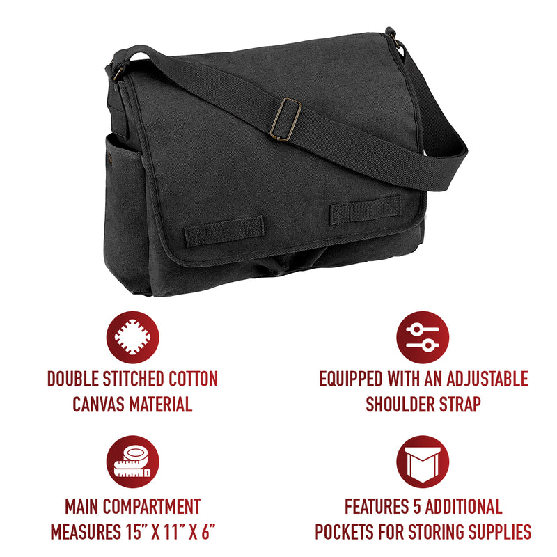 Rothco Classic Canvas Messenger Bag | Heavy-Duty Shoulder Bag