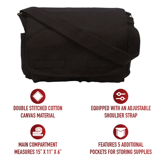 Rothco Classic Canvas Messenger Bag | Heavy-Duty Shoulder Bag