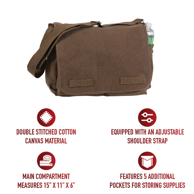 Rothco Classic Canvas Messenger Bag | Heavy-Duty Shoulder Bag