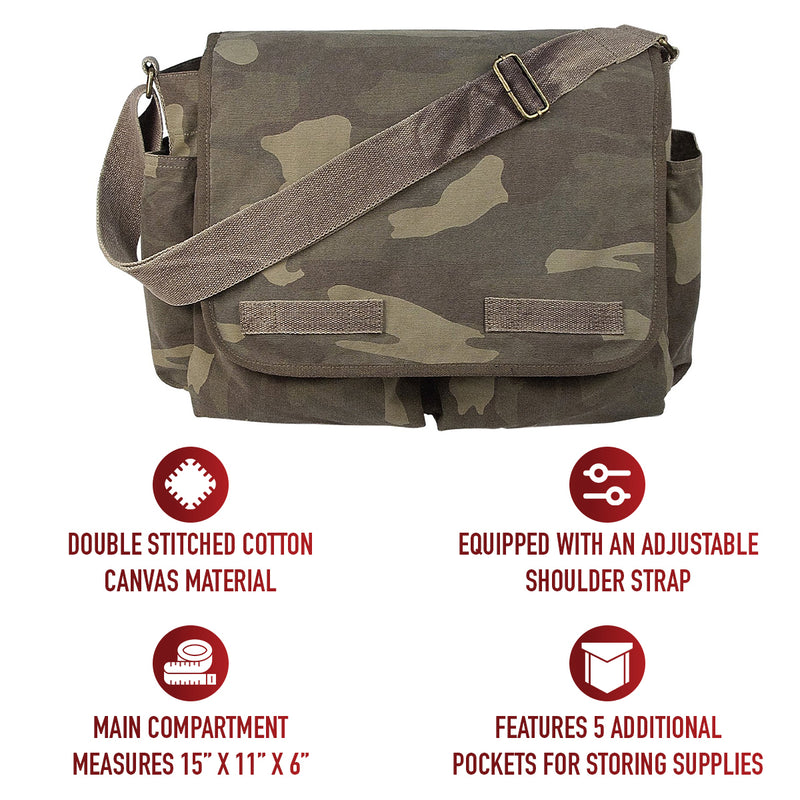 Rothco Classic Canvas Messenger Bag | Heavy-Duty Shoulder Bag