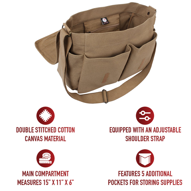 Rothco Classic Canvas Messenger Bag | Heavy-Duty Shoulder Bag