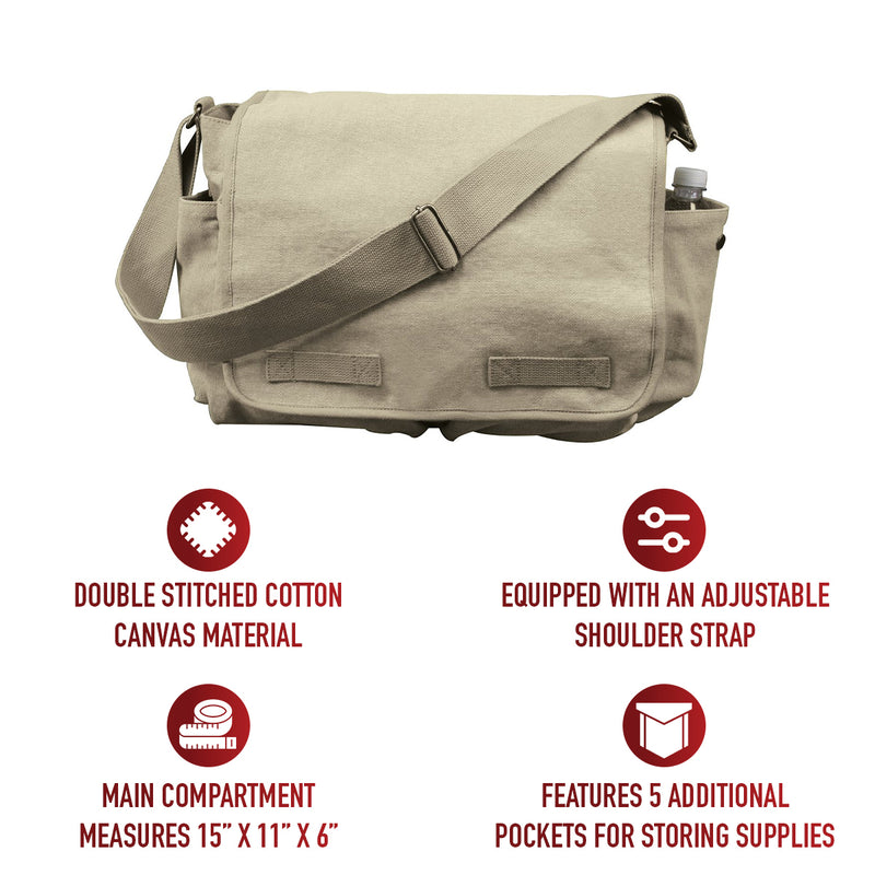 Rothco Classic Canvas Messenger Bag | Heavy-Duty Shoulder Bag
