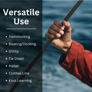 9mm x 50' Nylon Braided Utility Rope – Multi-Purpose Camping Cord