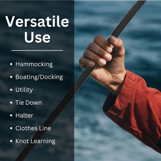 9mm x 50' Nylon Braided Utility Rope – Multi-Purpose Camping Cord