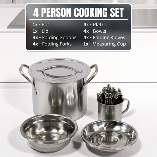 Emergency Zone 4-person stainless steel cooking set