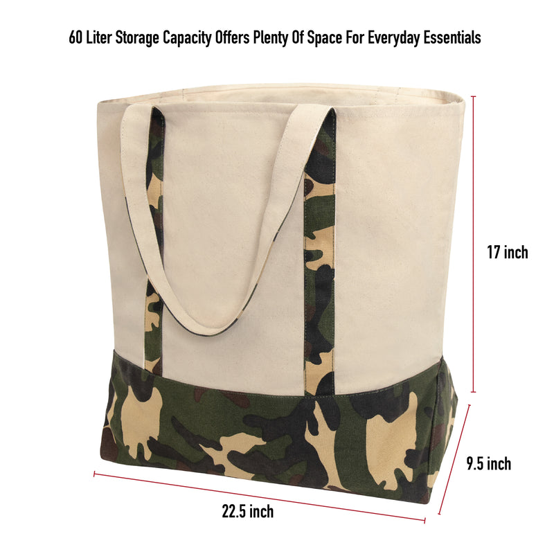Rothco Large Camo Canvas Tote Bag | 60L Heavy-Duty