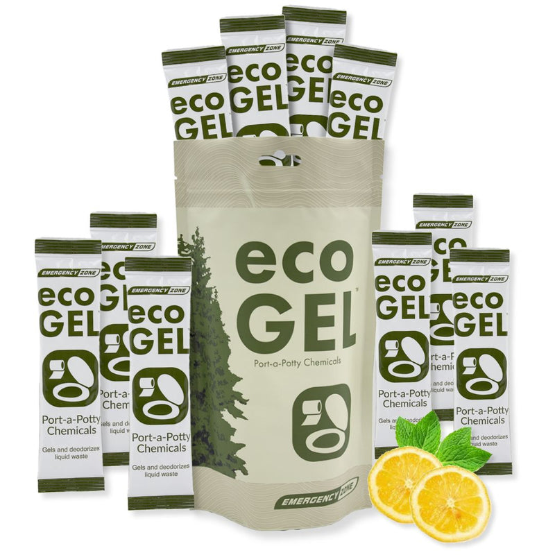 Emergency Zone Eco Gel portable toilet waste gel, 10 sticks