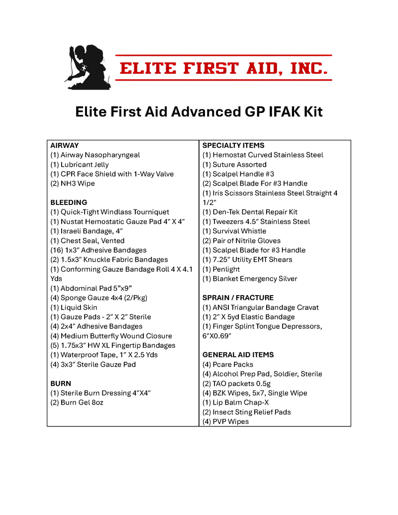 Elite First Aid Advanced GP IFAK Kit
