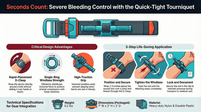 First Aid Only Quick-Tight Windlass Tourniquet – Severe Bleeding Control Device